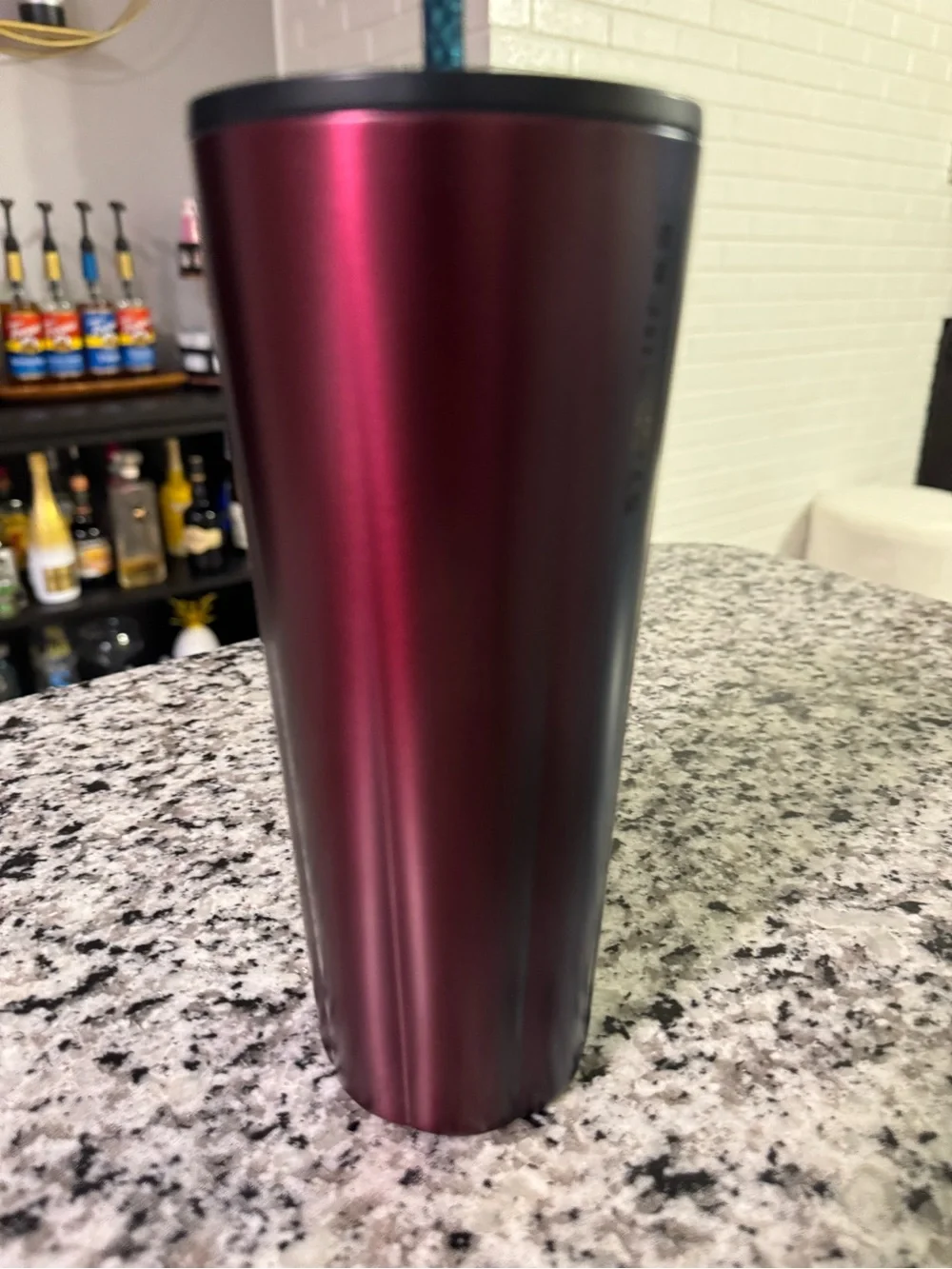 Starbucks Iridescent Teal-Blue Stainless Tumbler with Straw